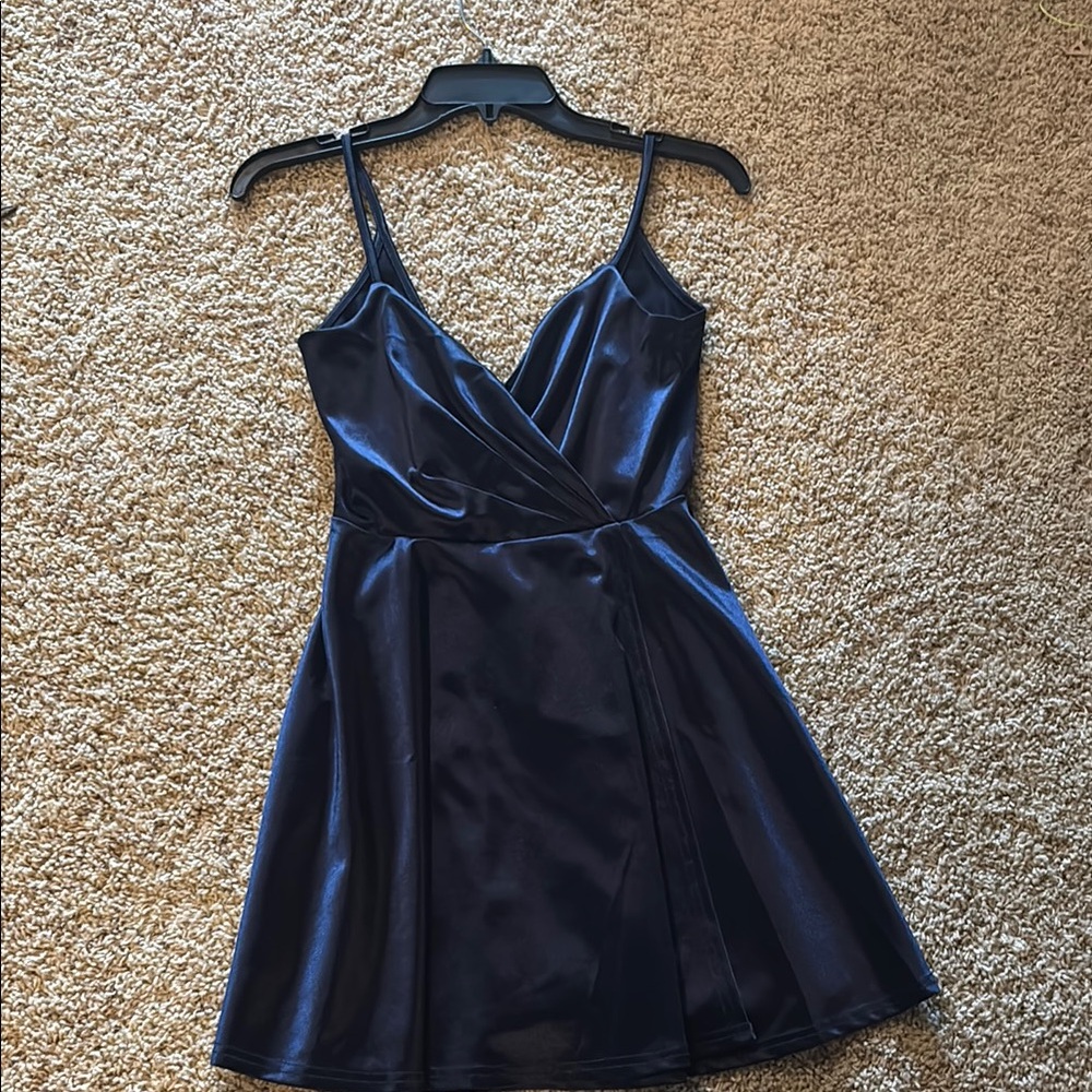 Windsor Blue Spaghetti Strap A-Line Mini Dress